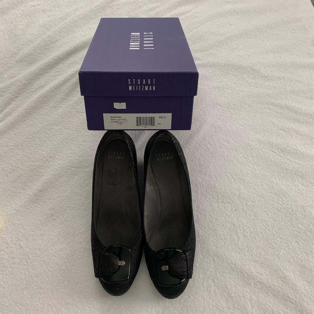 Stuart Weitzman Bucalina Nero Lizette Demi-Wedge Pump 8.5